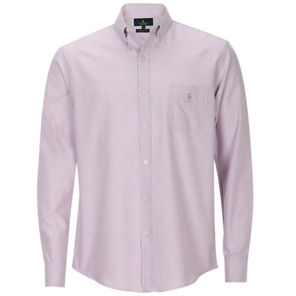 Camisa Manga Larga Básica Lisa Casual Oxford Polo Club para Hombre