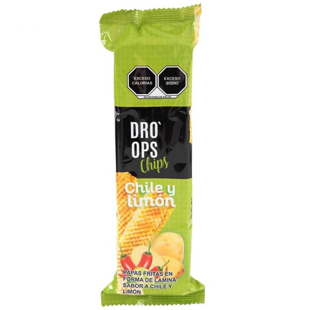 Papas Fritas en Forma de Lámina Sabor a Chile Y Limón Dro Ops 90 G