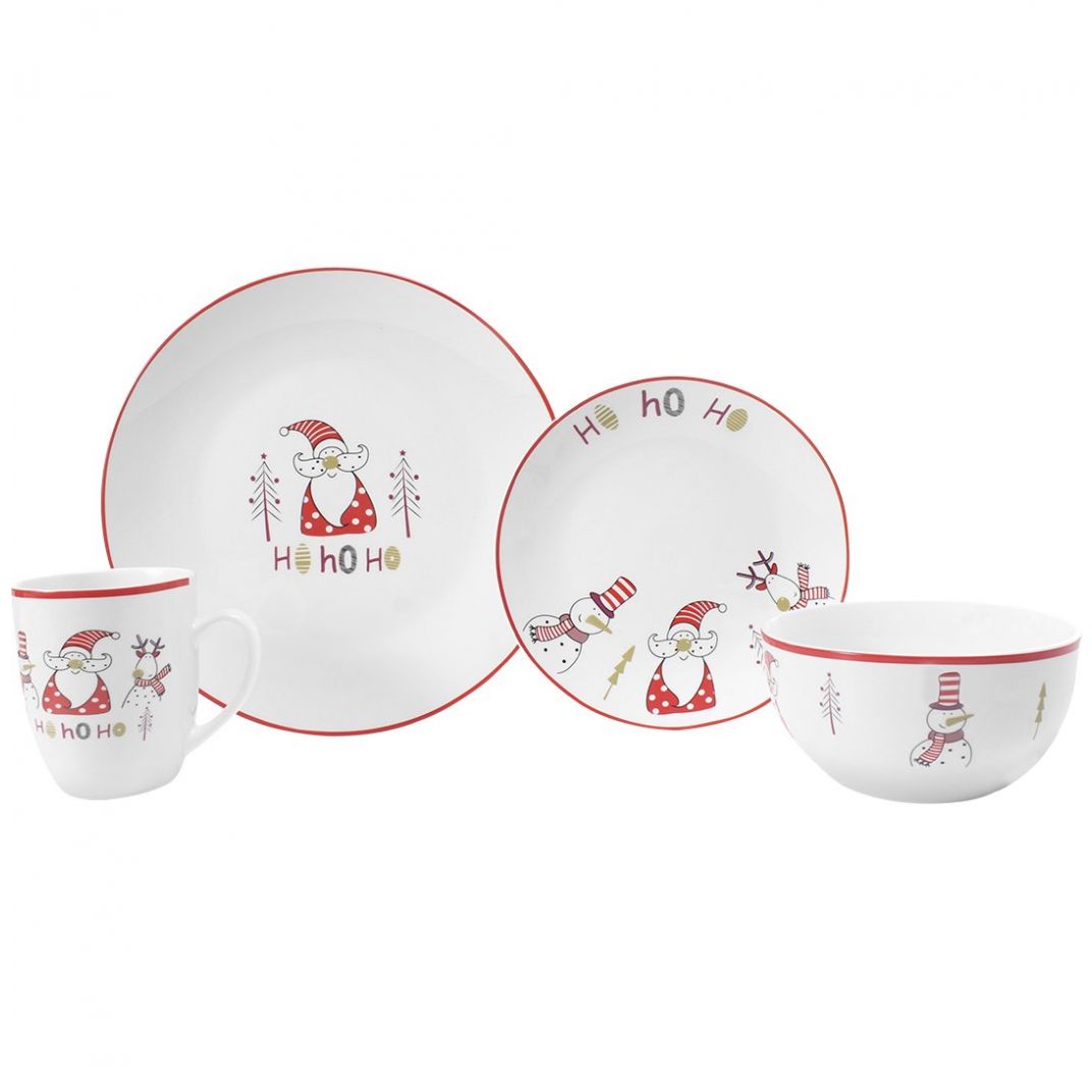 Vajilla Elf de 16 Piezas con Diseño Navideño Crown Baccara