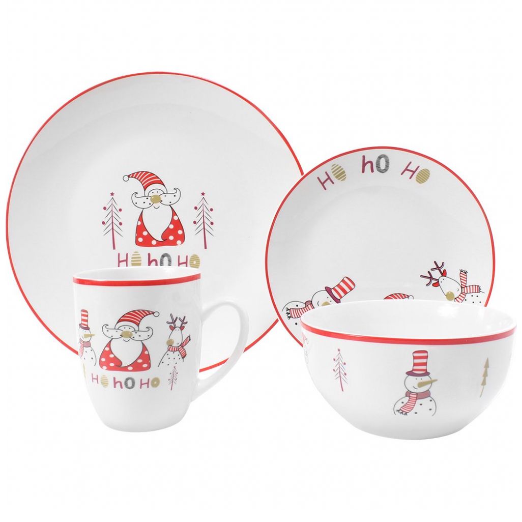 Vajilla Elf de 16 Piezas con Diseño Navideño Crown Baccara