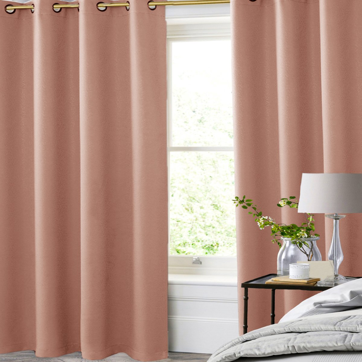 Cortina 2 Panels .95X2.10 Texture Lines Bo Rosa Chd Home