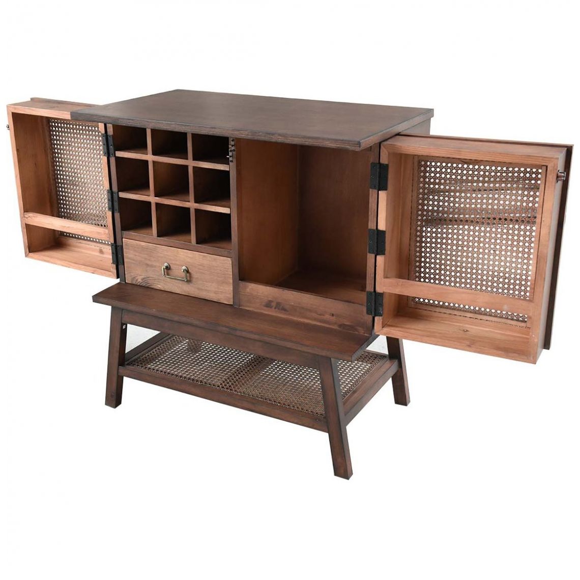 Gabinete de Bar Madera Y Ratán Castro Vintage Home