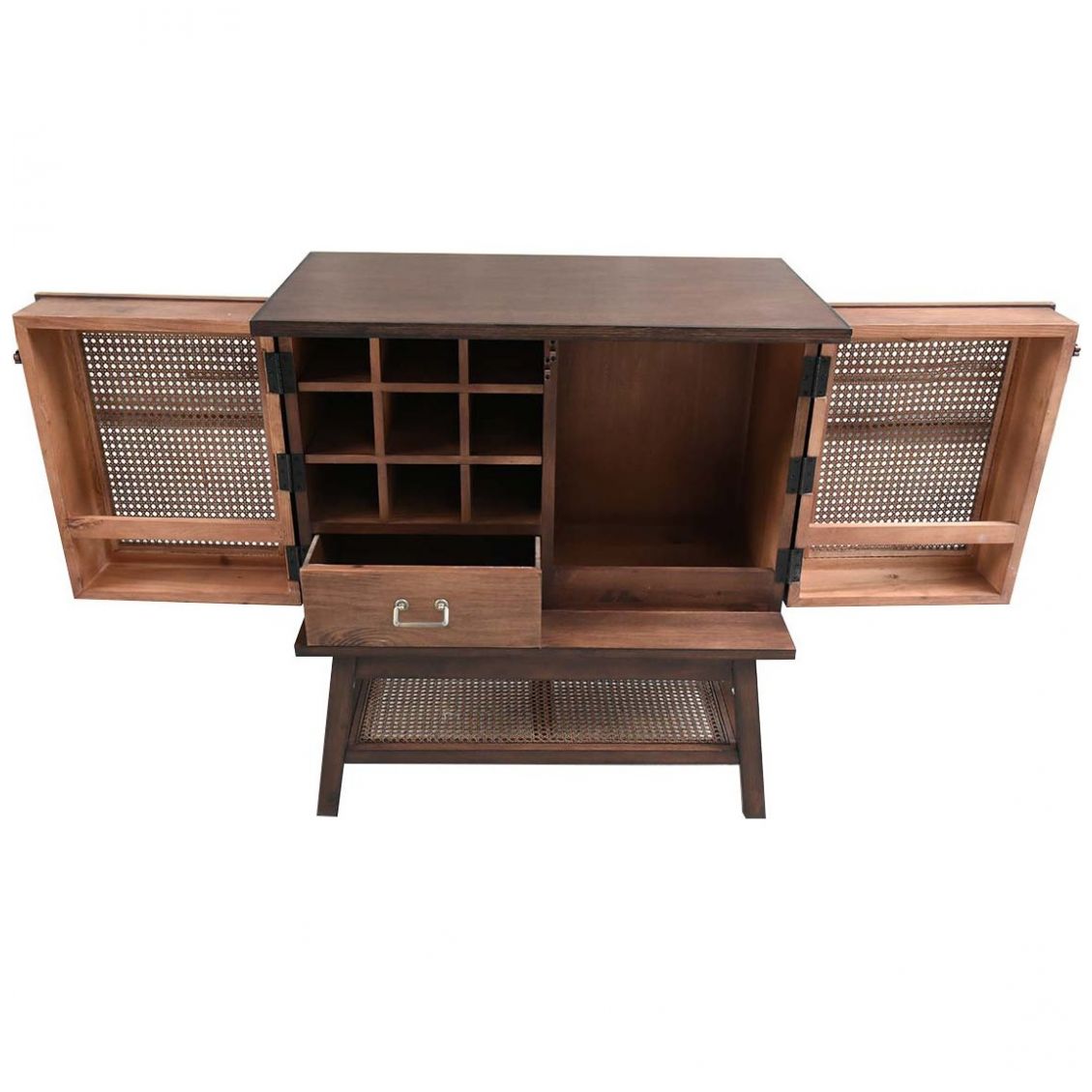 Gabinete de Bar Madera Y Ratán Castro Vintage Home