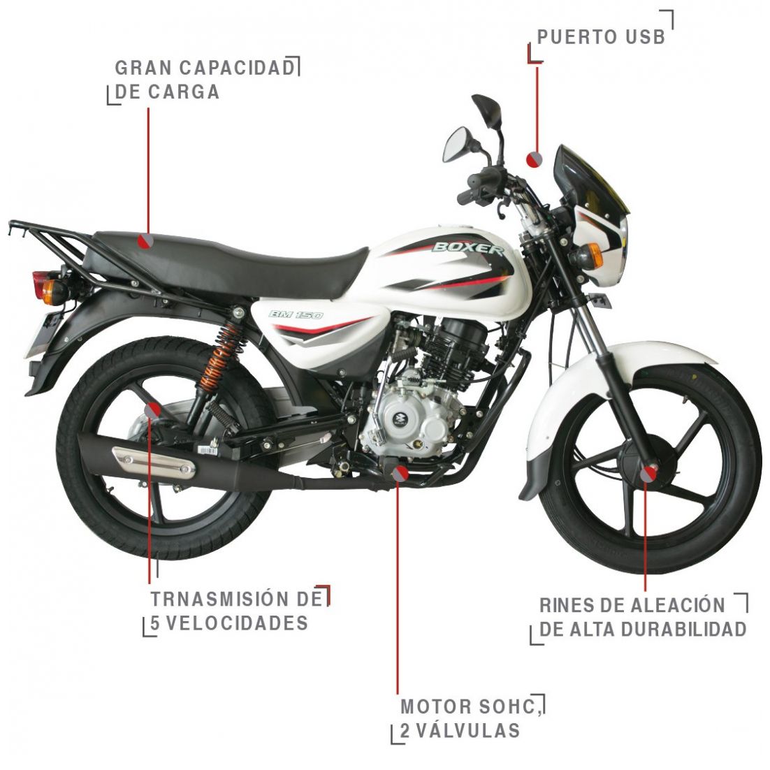 Motocicleta Boxer Bm 150 Blanco Bajaj