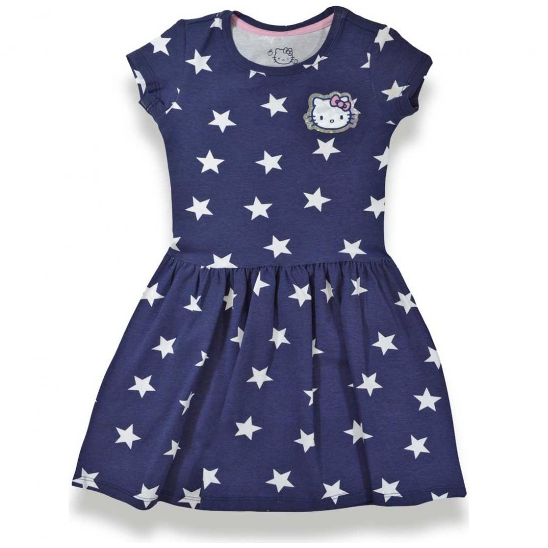 Vestido Manga Corta con Bordado Hello Kitty para Niña Modelo Ve17055
