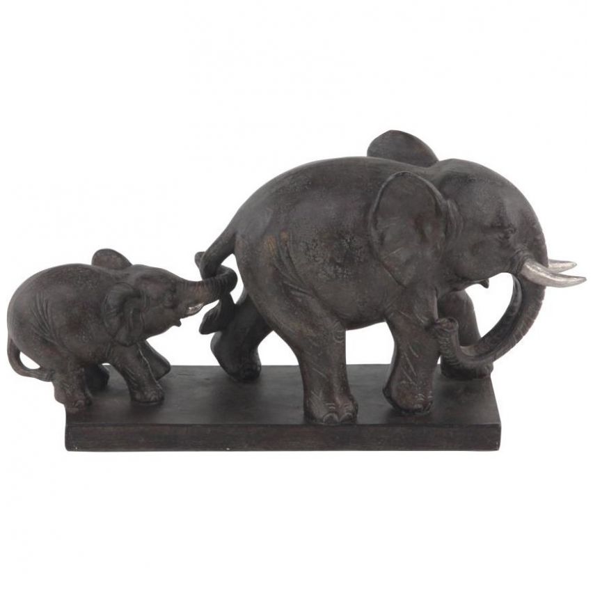 Figura Decorativa de Familia Elefante 11X6Cm Gris Uma