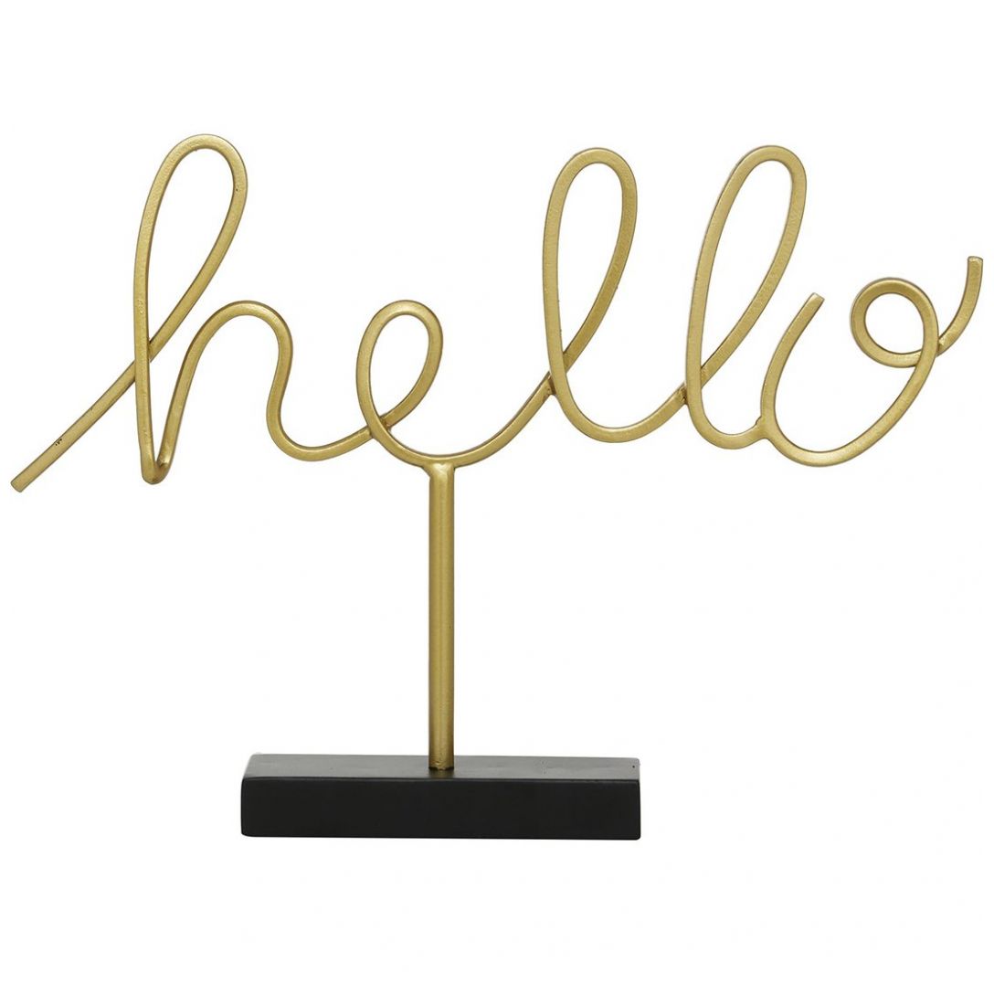Letrero de Metal Hello 19X13.75Cm Dorado Uma