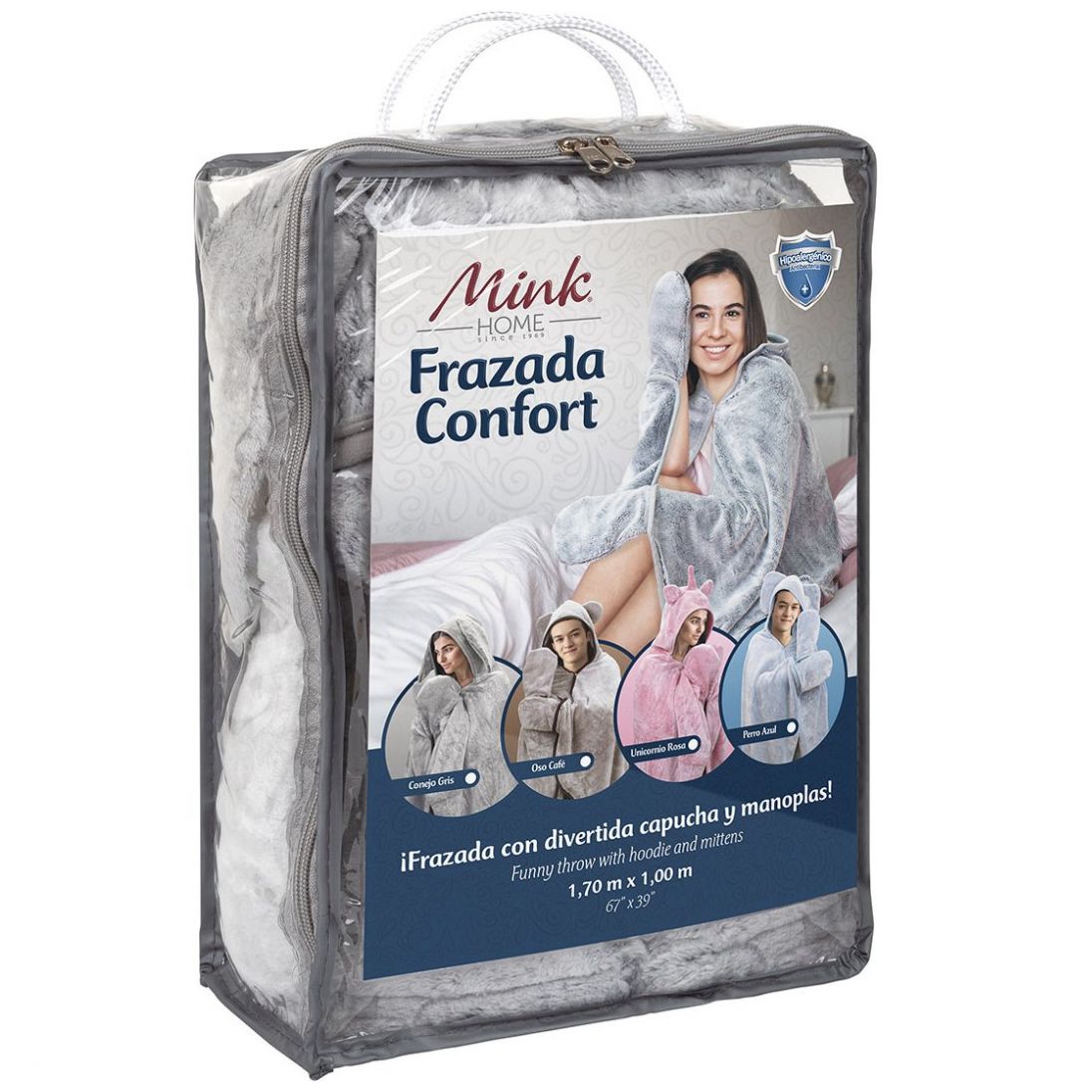 Frazada con Capucha Conejo Mink