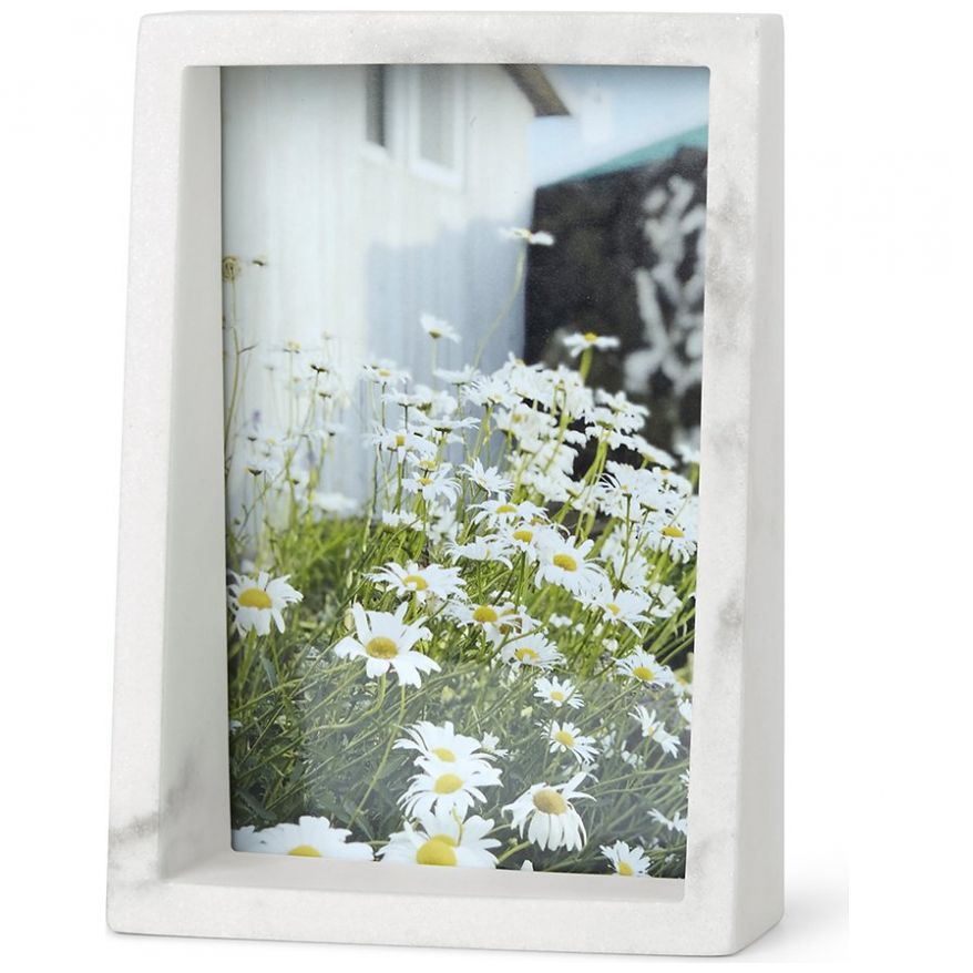 Portarretrato Edge Mármol Vidrio Mdf 4X6 Blanco Umbra