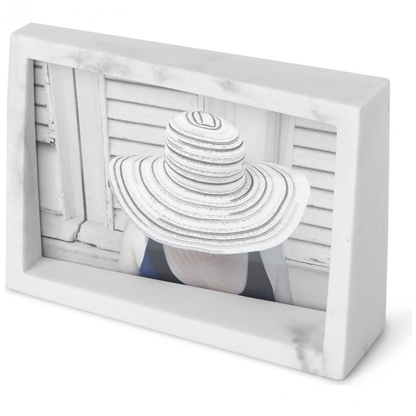 Portarretrato Edge Mármol Vidrio Mdf 4X6 Blanco Umbra