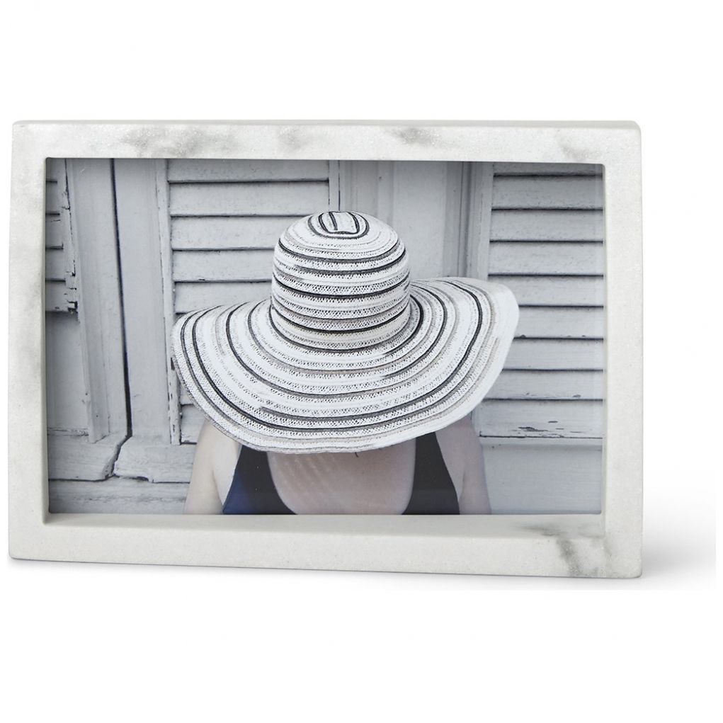 Portarretrato Edge Mármol Vidrio Mdf 4X6 Blanco Umbra