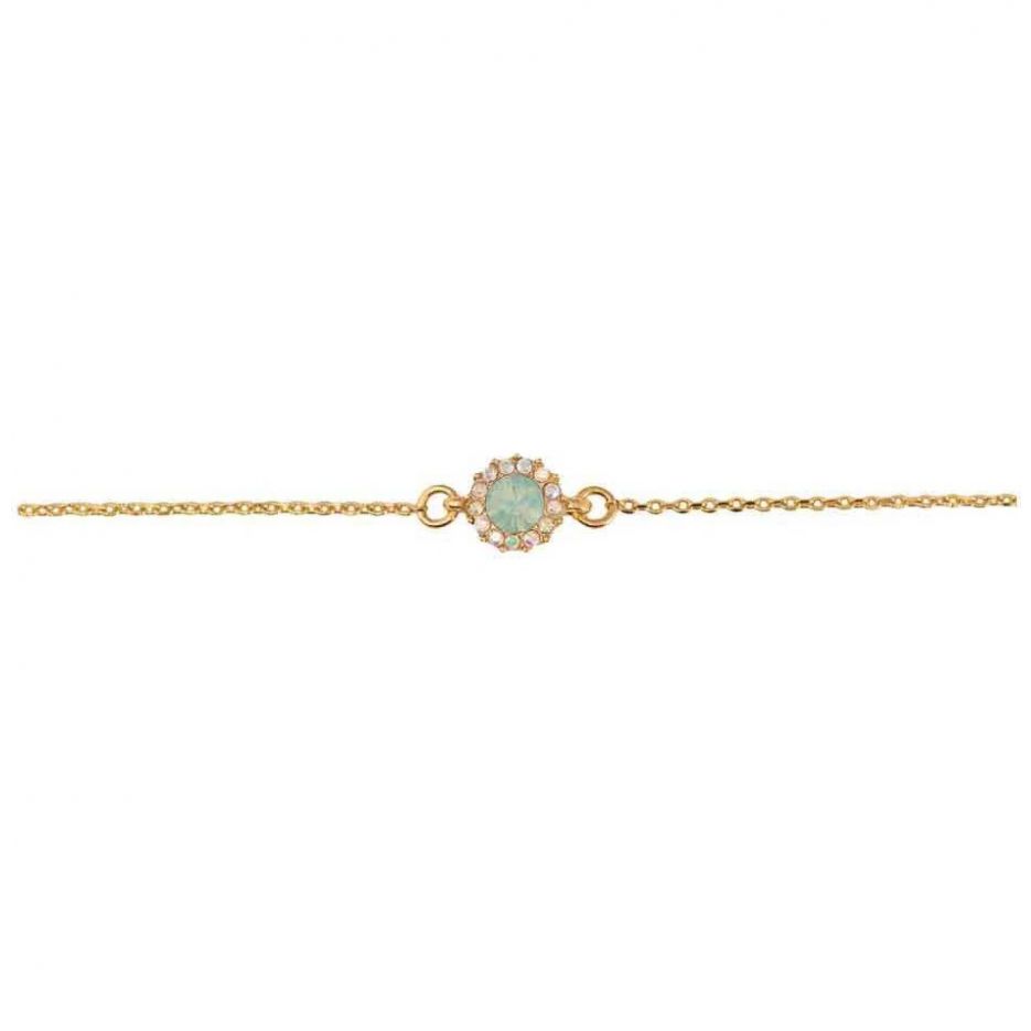 Pulsera en Dorado con Cristal Pacific Opal Y Micro Cristales Carré
