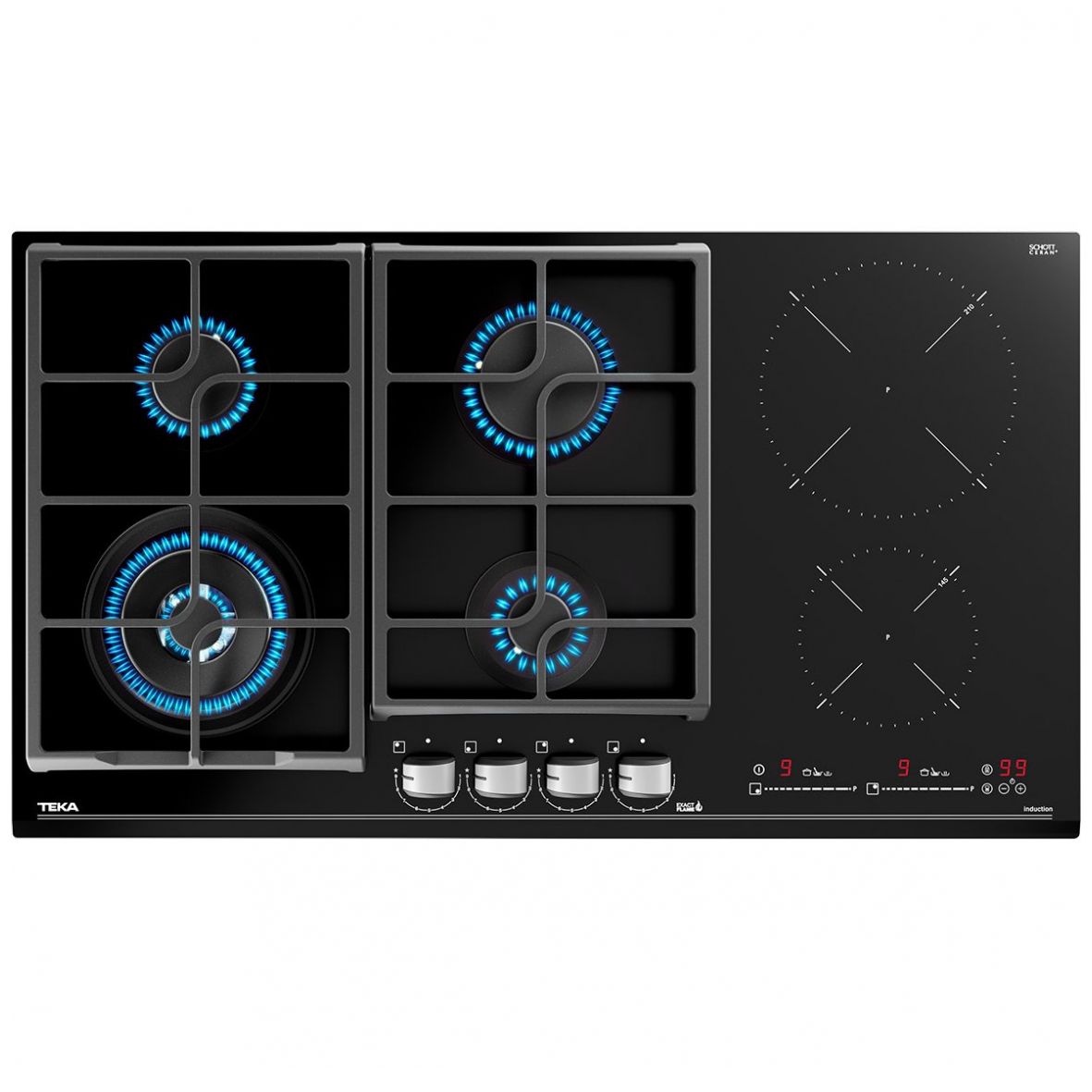 Parrilla Híbrida de Gas + Inducción Teka Jzc 96342 Bbb Bk Hybrid