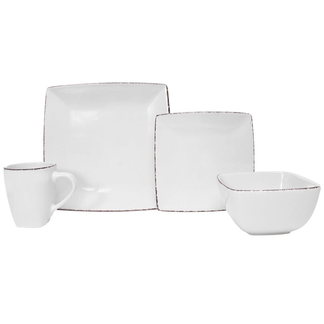 Vajilla Cuadrada Charlotte de Cerámica de 16 Piezas Crown Baccara