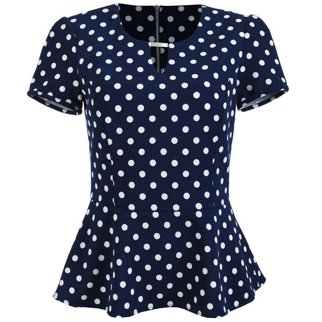 Blusa Lunares con Faldón Manga Corta Michel Paulini