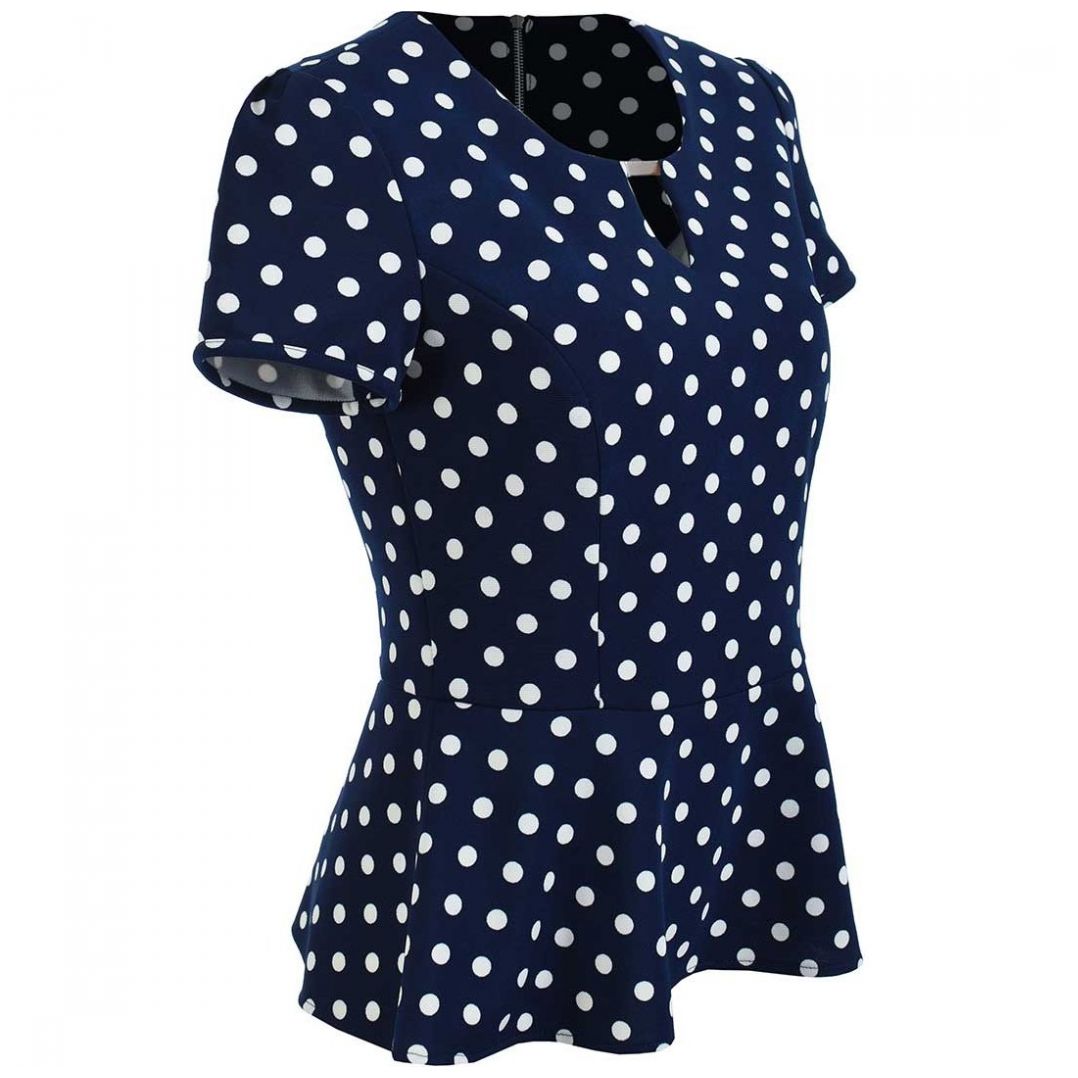 Blusa Lunares con Faldón Manga Corta Michel Paulini