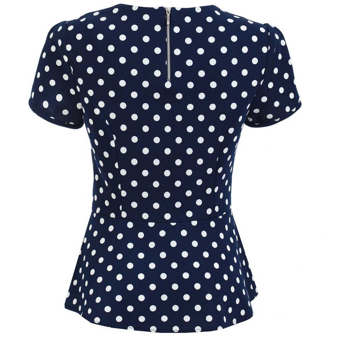 Blusa Lunares con Faldón Manga Corta Michel Paulini