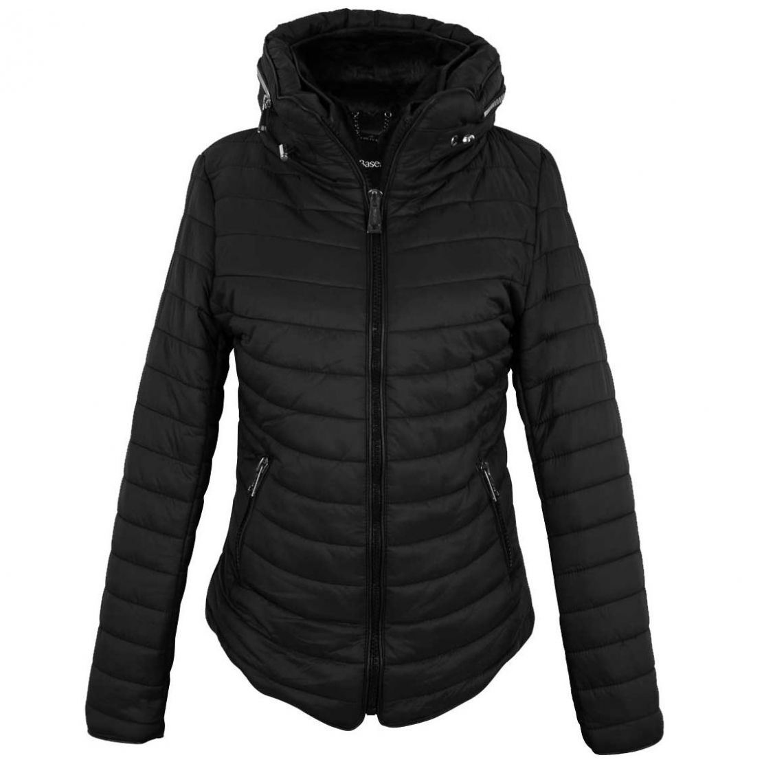 Chamarra Cuello Tortuga Diseño Liso Negro Capitonado Basel