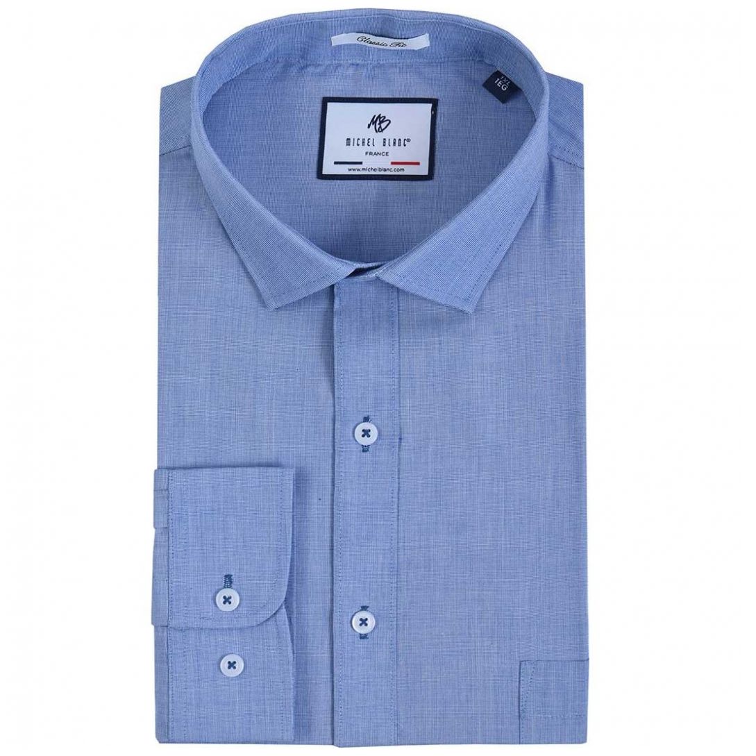 Camisa Talla Plus Manga Larga Fila Fil Michel Blanca 2104 para Hombre