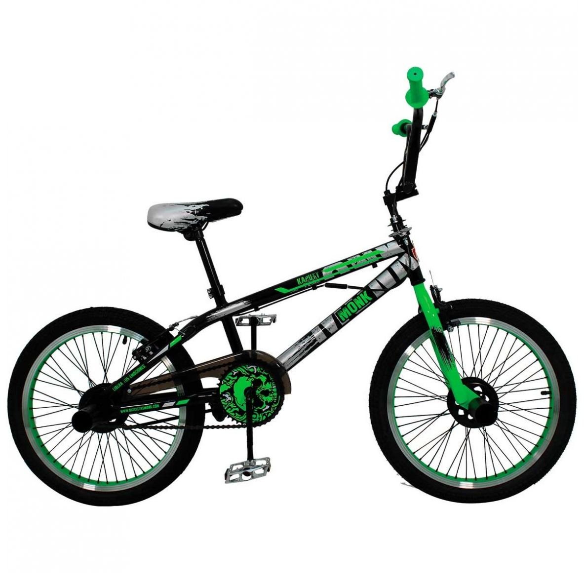 Bicicleta Negra con Verde Kaputt con Rotor R-20 1Vel Monk