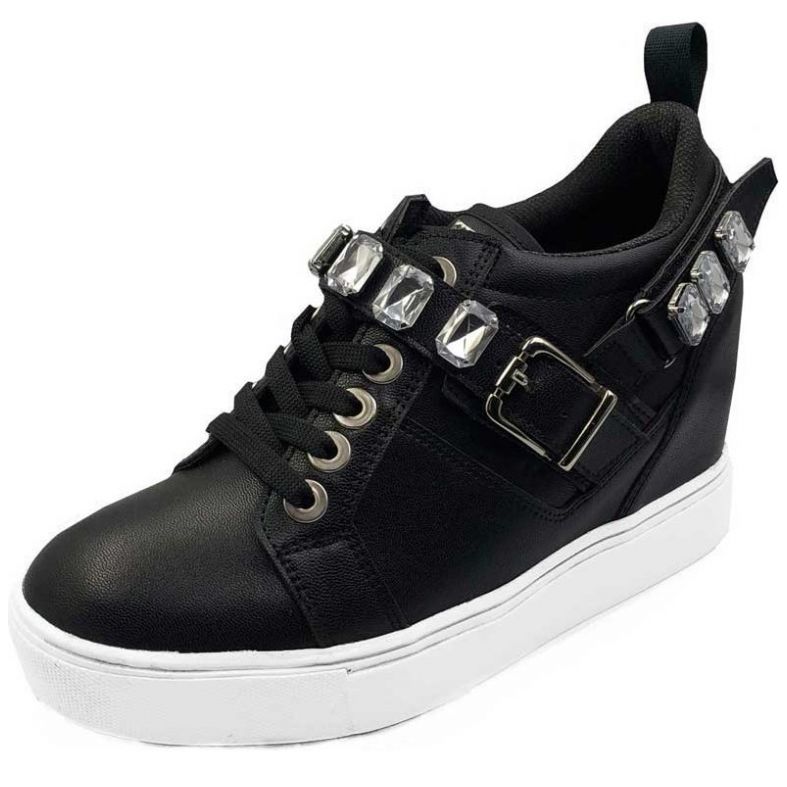 Tenis con Cuña Y Aplicaciones Negro Philantrophy