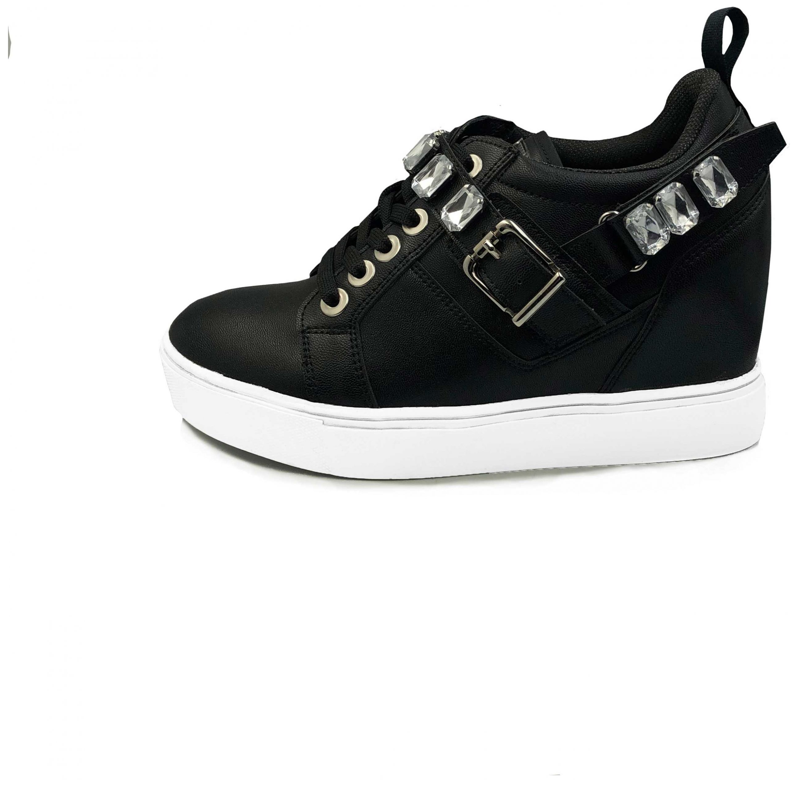 Tenis con Cuña Y Aplicaciones Negro Philantrophy