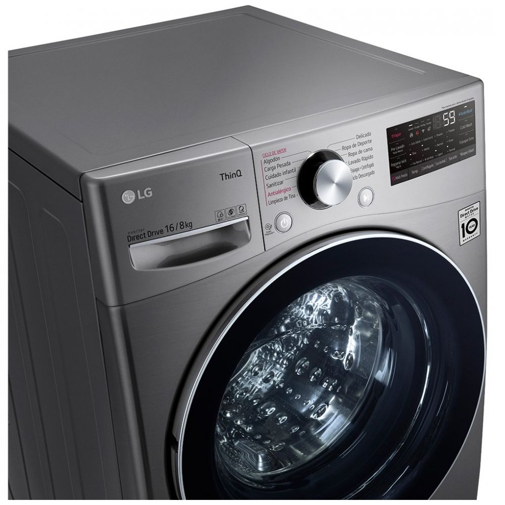 Lavasecadora Lg Carga Frontal 16Kg Wd16Sg2S6 Silver