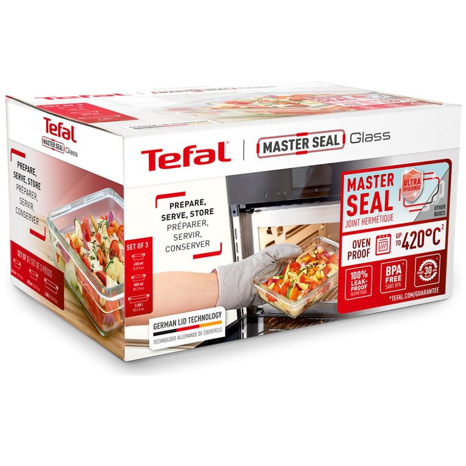 Set Contenedor 3 Piezas Master Seal Glass T-Fal