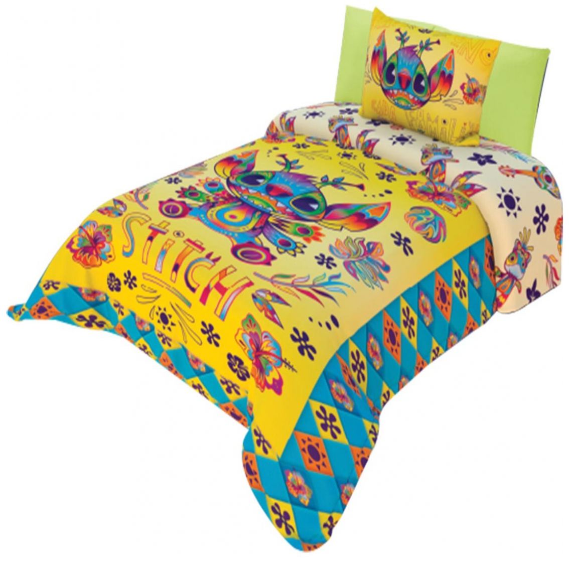 Set de Colcha Stitch Doble Vista Capitonada Cotash 1,60 M X 2,30 M Colap  - Individual