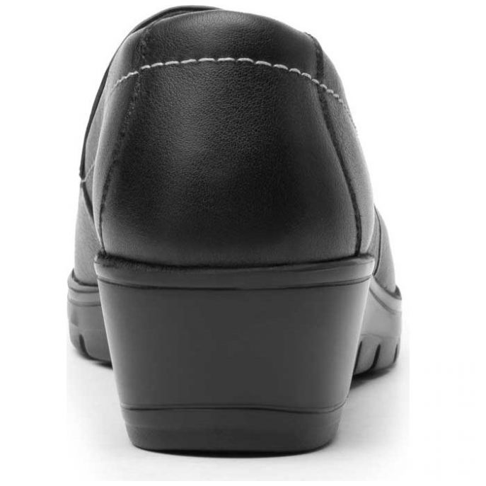 Mocasín Negro para Mujer con Cuña Suela Dentada Flexi