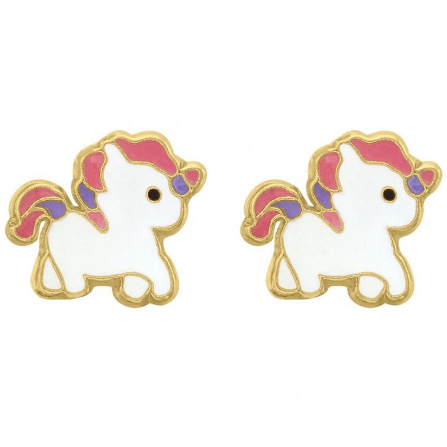 Broquel de Oro de 14K Unicornio Pony  Brokellum