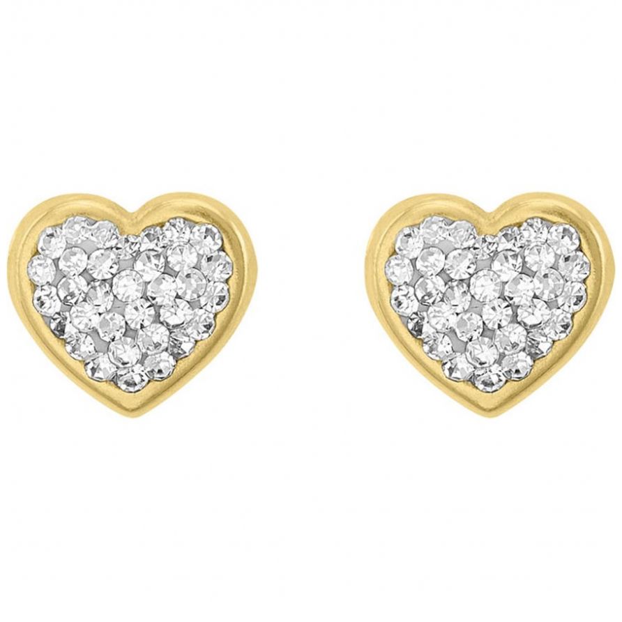 Broquel Oro 14K Corazón Cristal Grande Brokellum