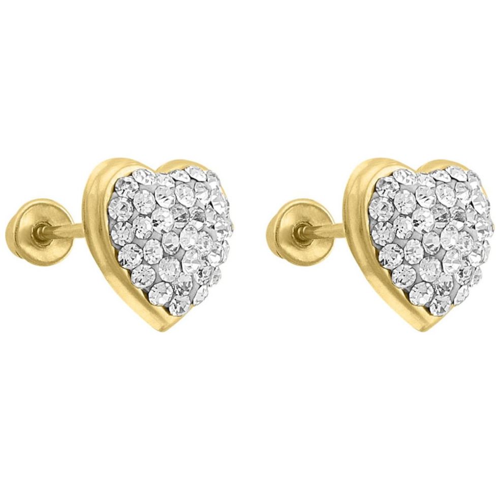 Broquel Oro 14K Corazón Cristal Grande Brokellum