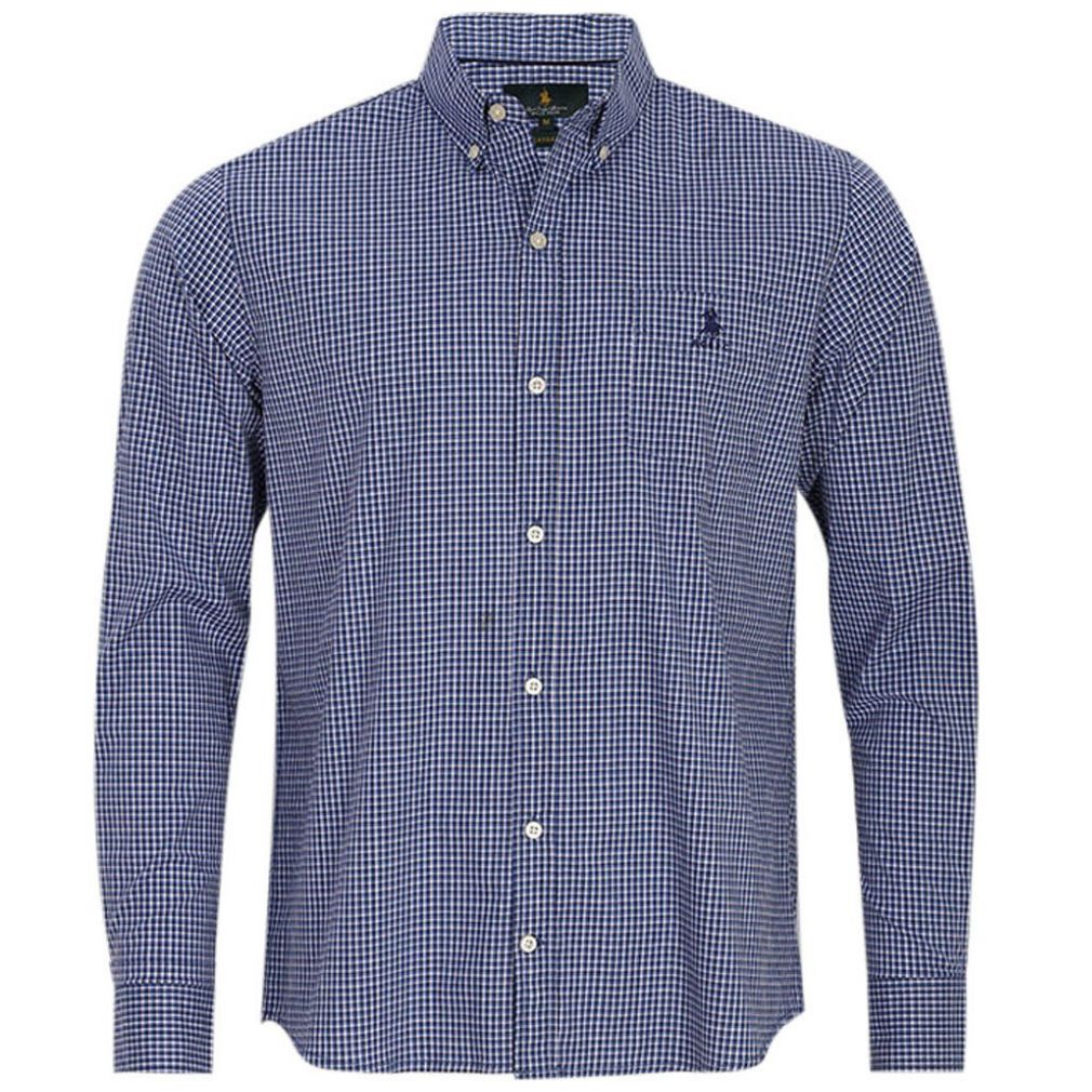 Camisa Manga Larga Cas Cuadro Strech Azul Rcb Polo Club P11122 para Hombre