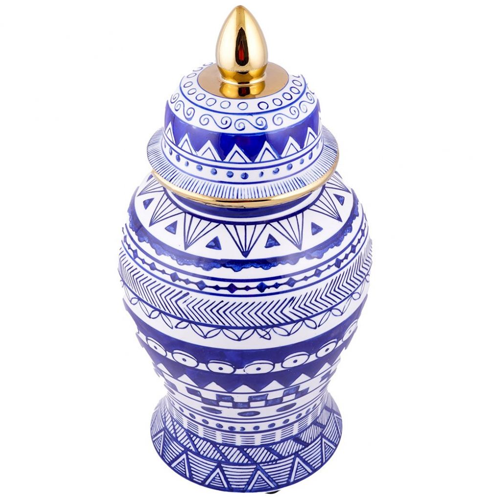 Home Nature Tarro de Cerámica Color Azul Y Blanco