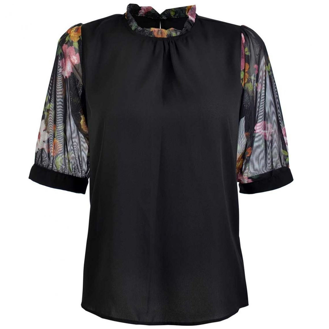 Blusa Lisa Manga 3/4 de Gasa Banana Jeans para Mujer Petite