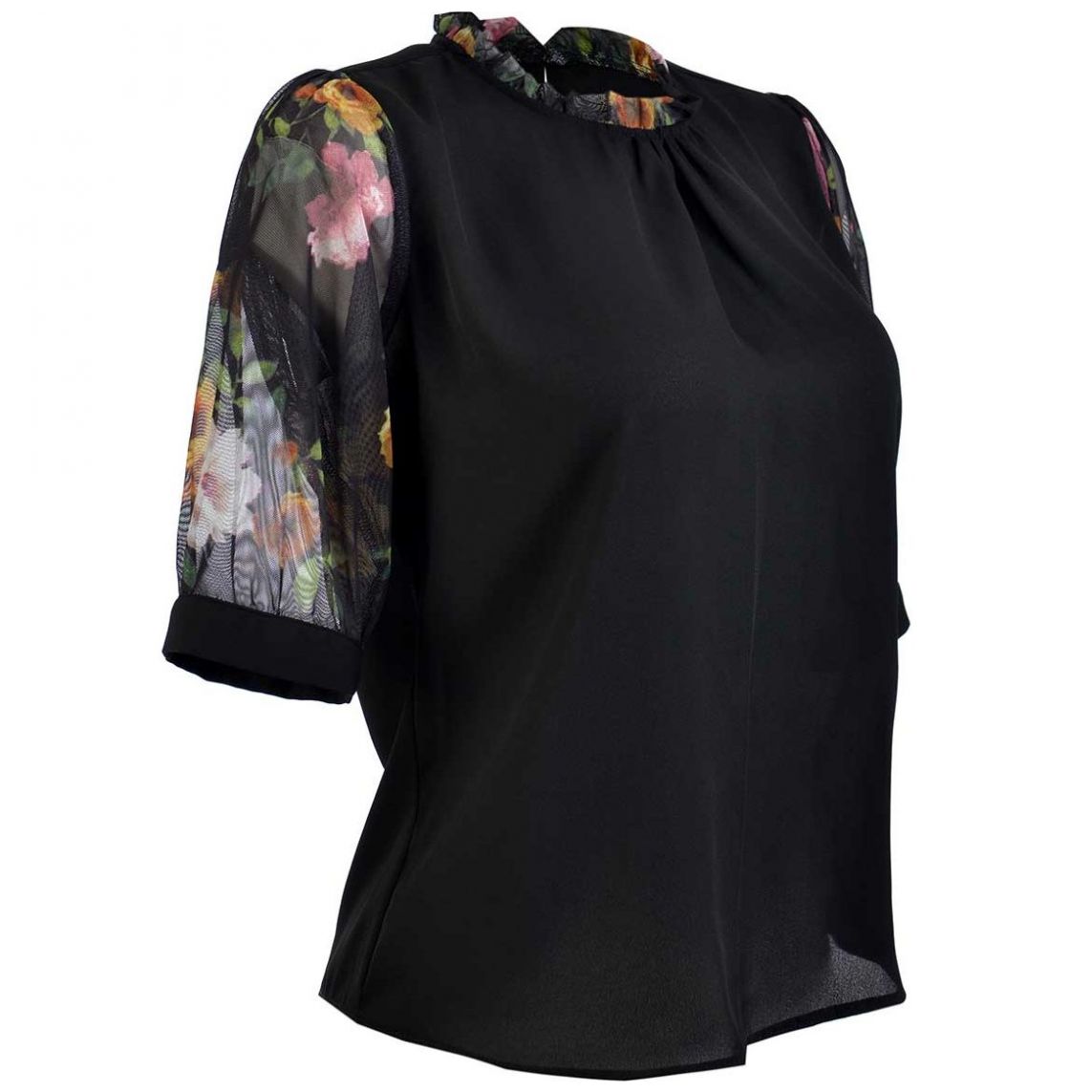 Blusa Lisa Manga 3/4 de Gasa Banana Jeans para Mujer Petite