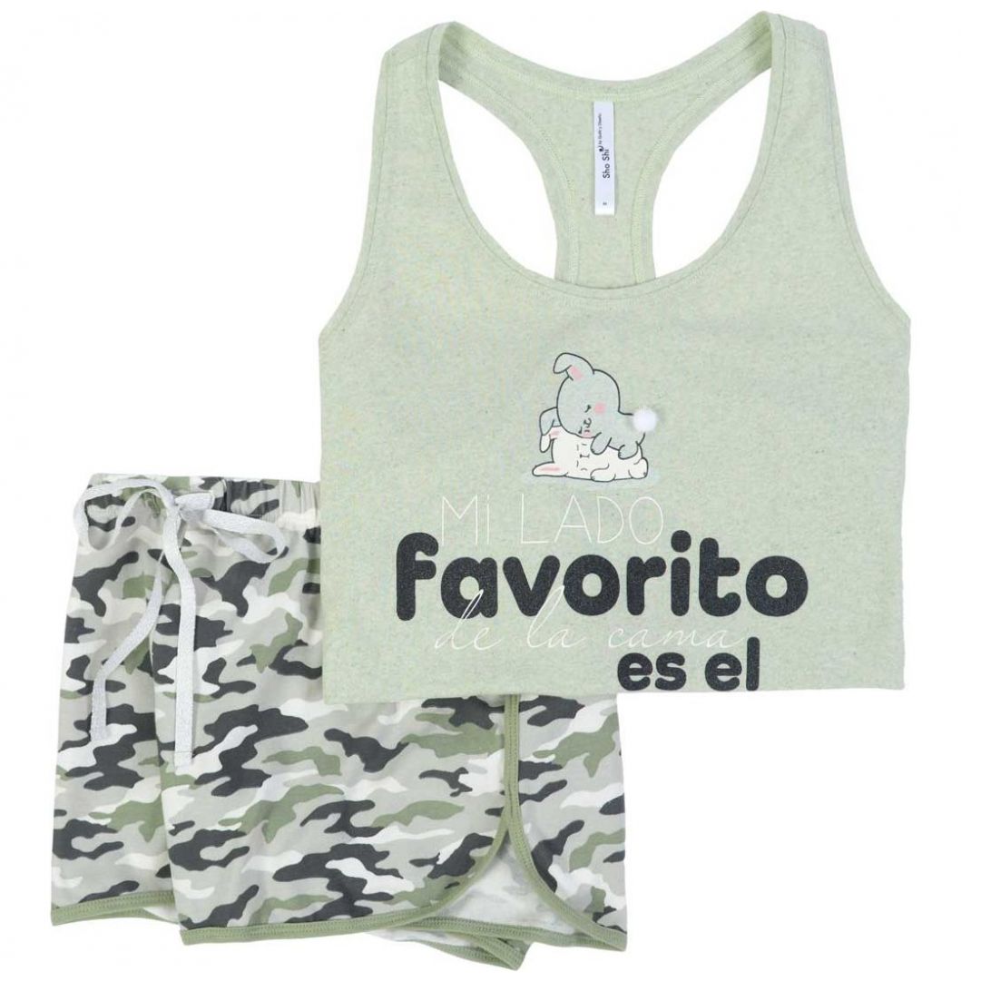 Pijama Top Y Short Camuflaje Sho Shi By Guitit