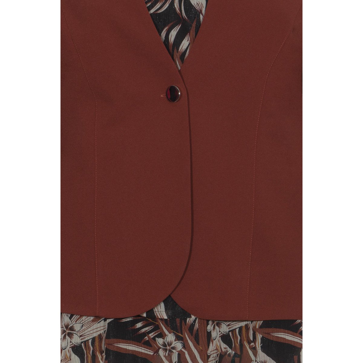 Conjunto 3 Piezas Saco Manga 3/4 Liso Top Y Falda Estampada Joces