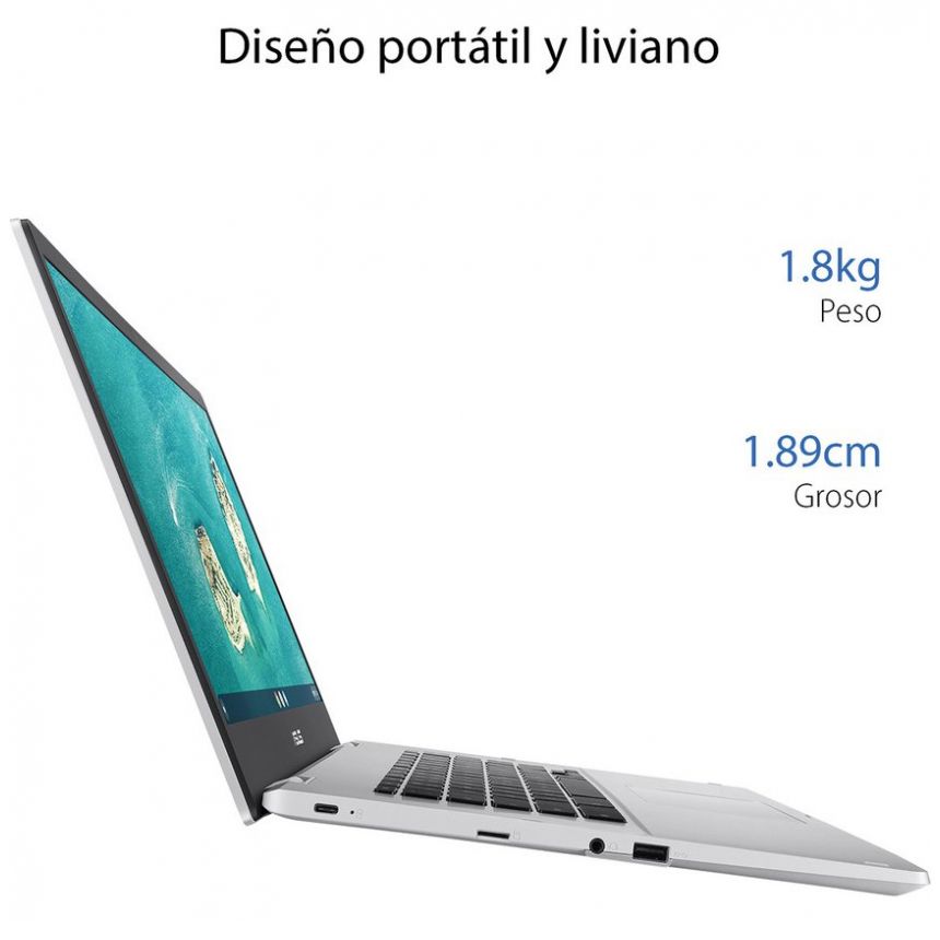Laptop Asus Cx1500Cna Cel 4G 64Emmc Plata Chrome