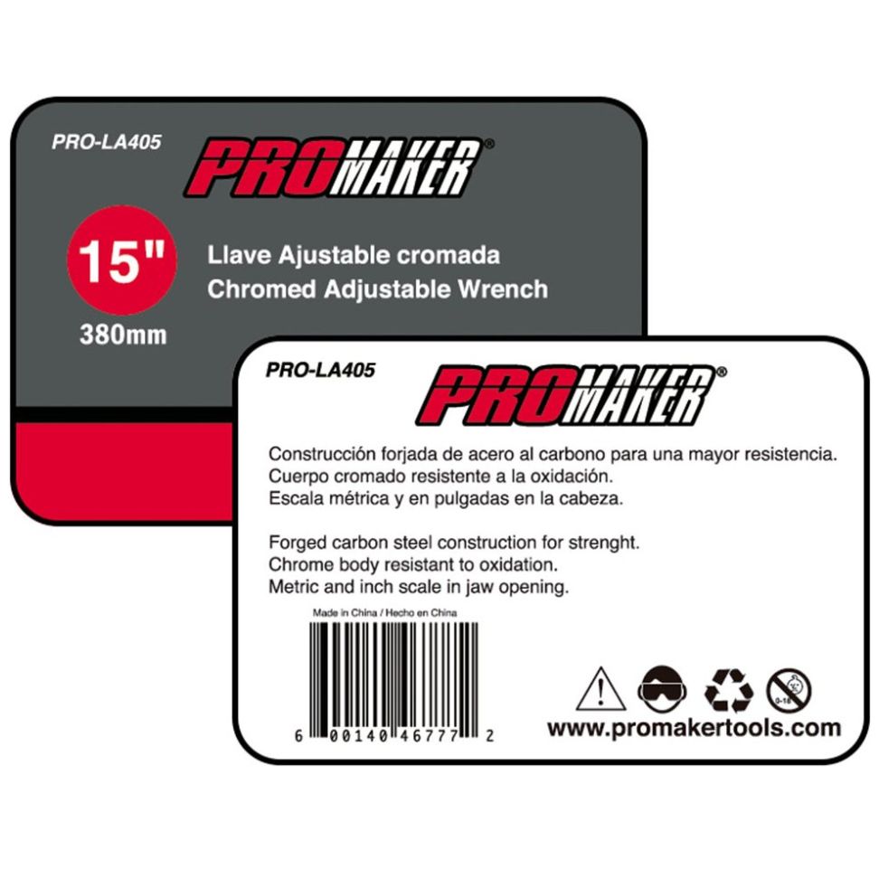 Llave Ajustable Cromada 15" X 1.11/16" Promaker