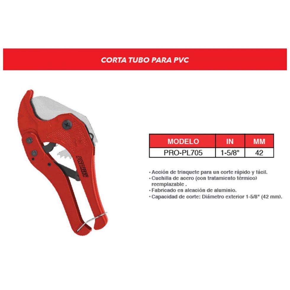 Corta Tubo Pvc 1-5/8" (Trabajo Pesado) Promaker