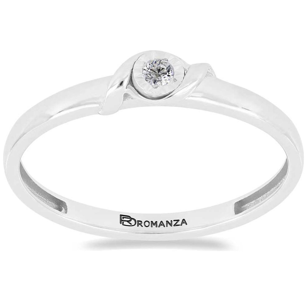 Anillo de Compromiso Oro Blanco 14K y 0.03 Qts Diamante Romanza