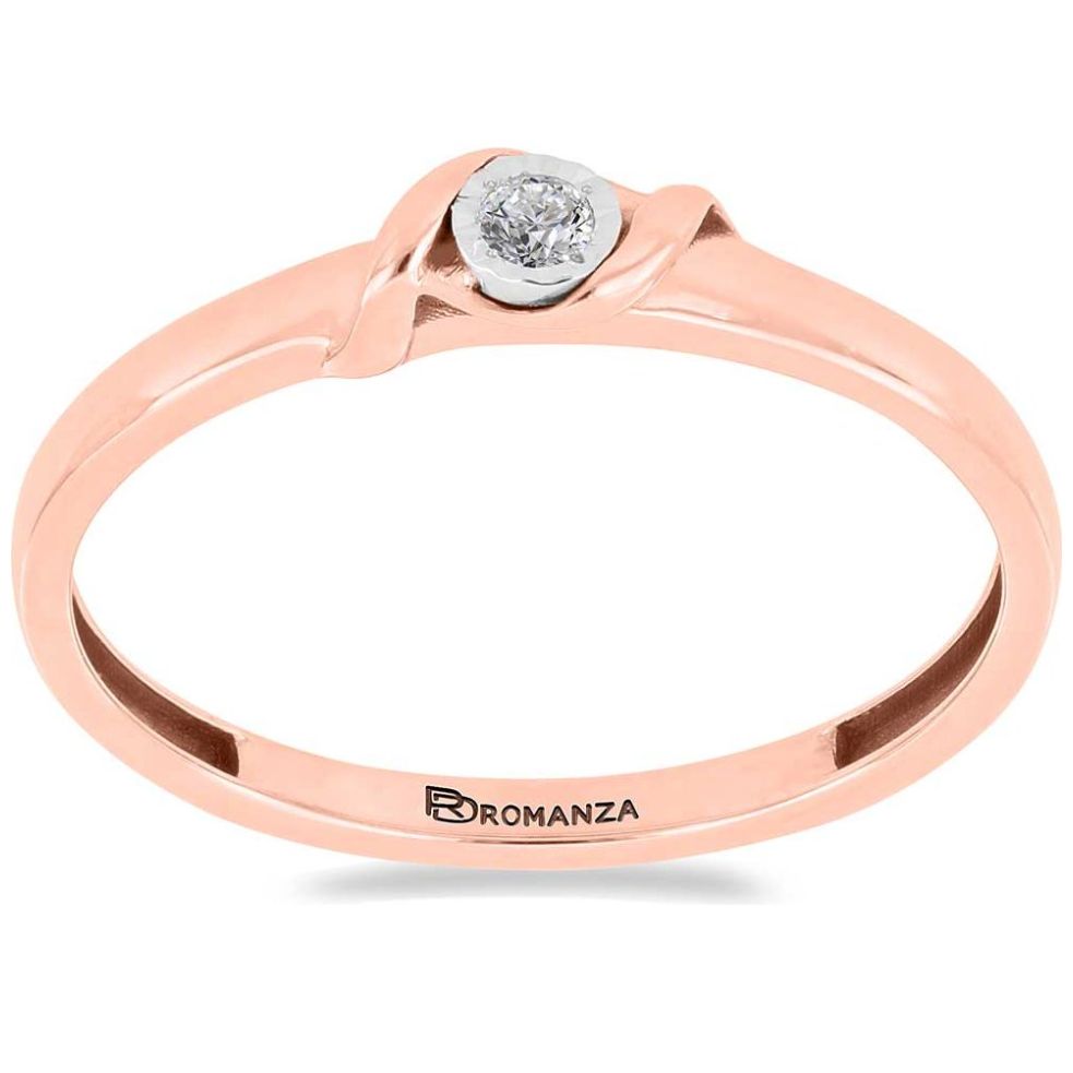 Anillo de Compromiso Oro Rosa 14K y 0.03 Qts Diamante Romanza