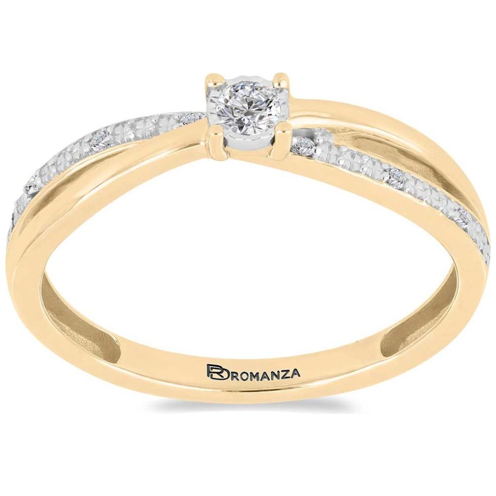 Anillo de Compromiso Oro Amarillo 14K y 0.10 Qts Diamante Romanza