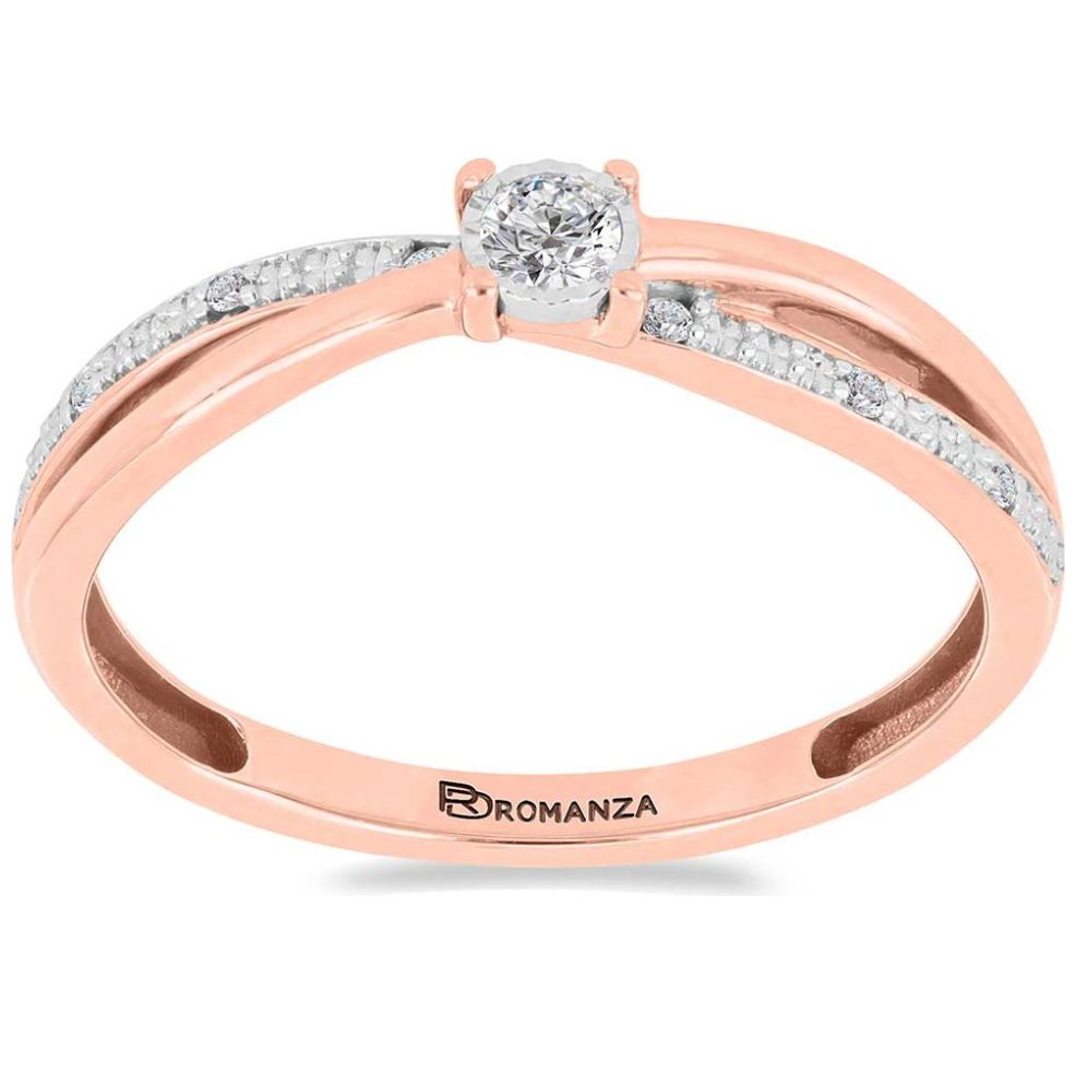 Anillo de Compromiso Oro Rosa 14K y 0.10 Qts Diamante Romanza