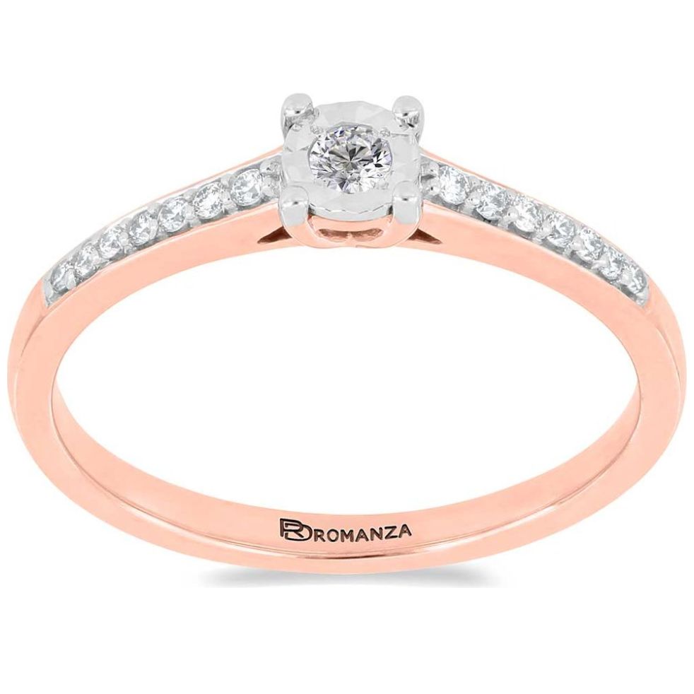 Anillo de Compromiso Oro Rosa 14K y 0.15 Qts Diamante Romanza