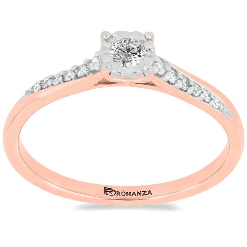 Anillo de Compromiso Oro Rosa 14K y 0.16 Qts Diamante Romanza