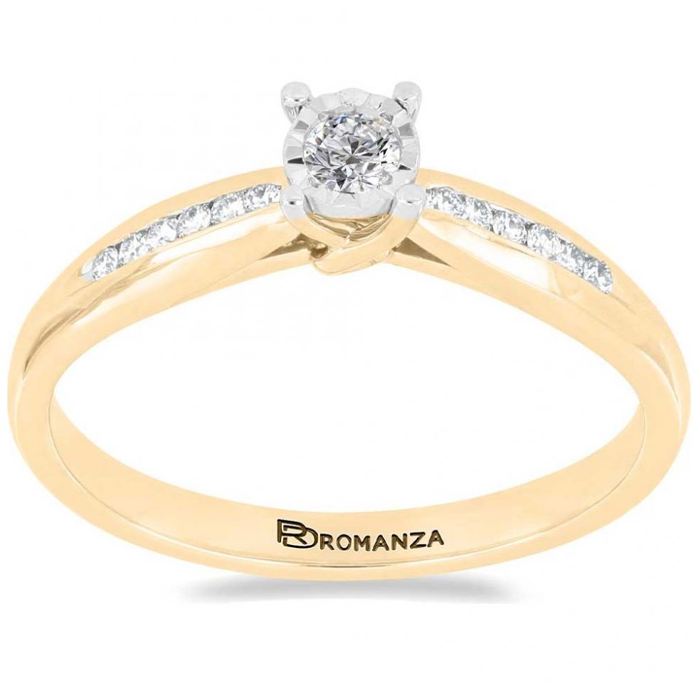 Anillo de Compromiso Oro Amarillo 14K y 0.15 Qts Diamante Romanza