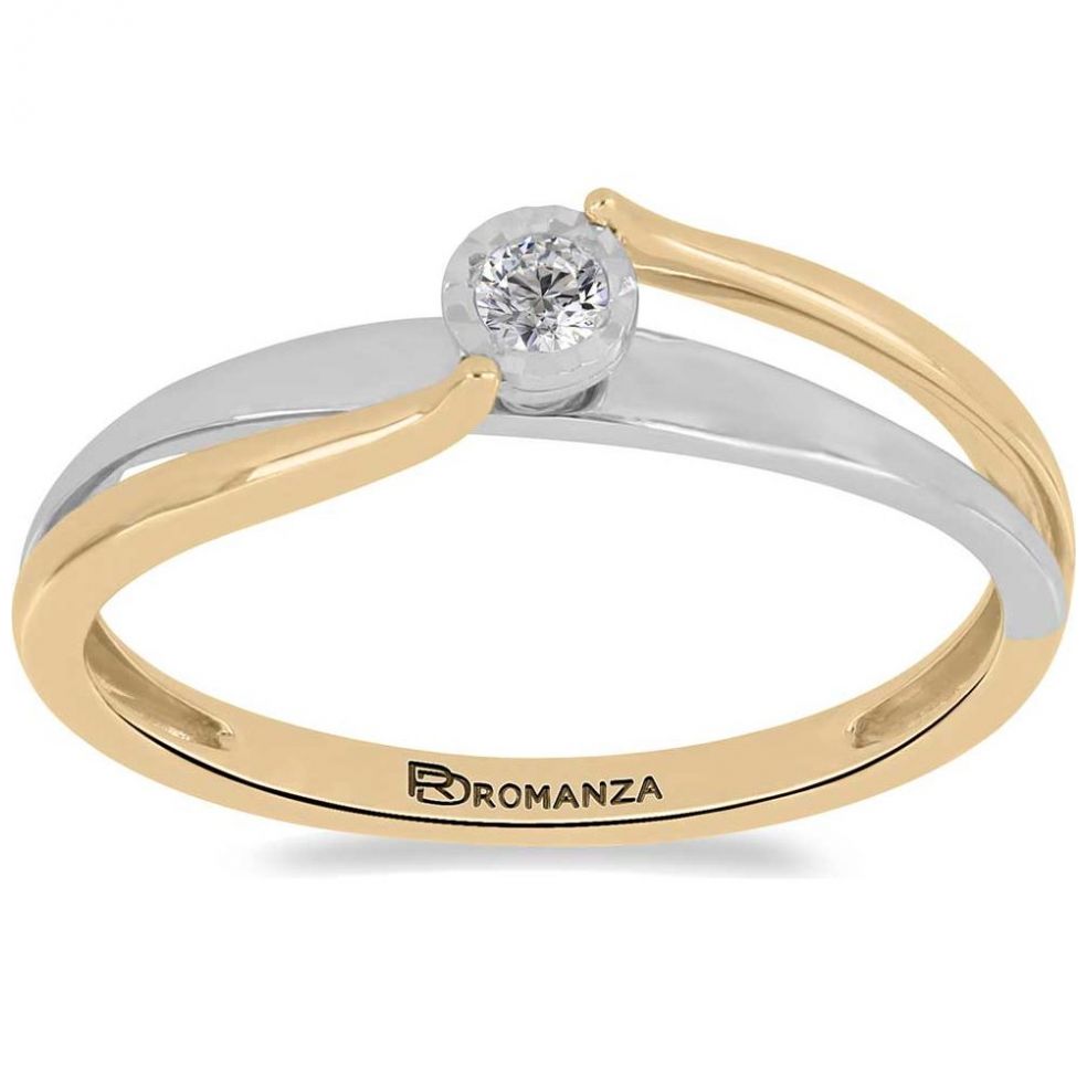 Anillo de Compromiso Oro Combinado 14K y 0.06 Qts Diamante Romanza